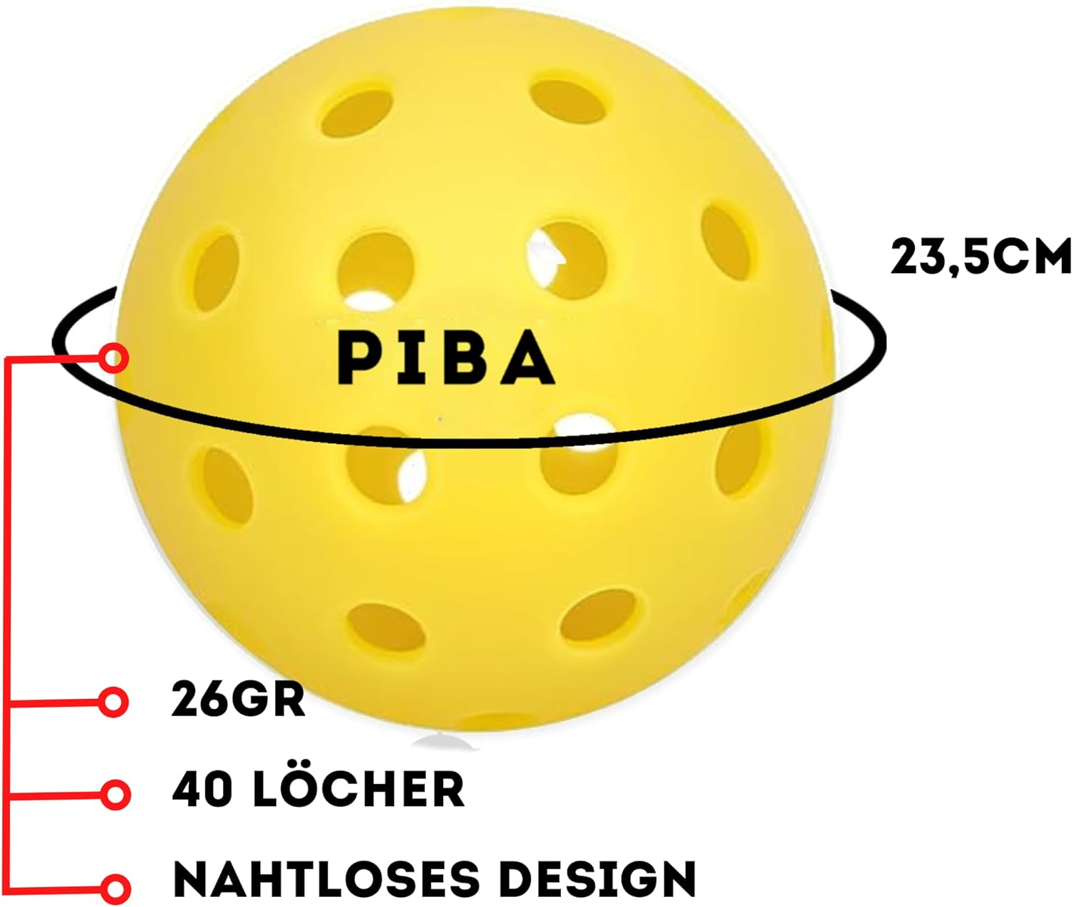 Premium Outdoor Pickleball Bälle im Netz - 40 Löcher, 26g, Nahtlos & Robust