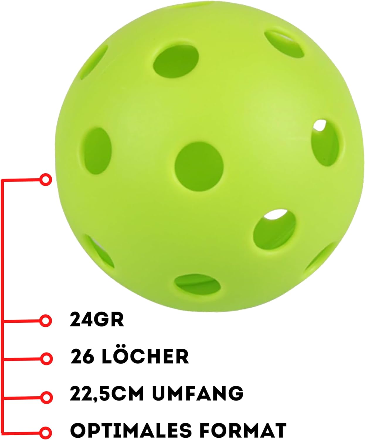 Premium Indoor Pickleball Bälle im Netz - 40 Löcher, 26g, Nahtlos & Robust